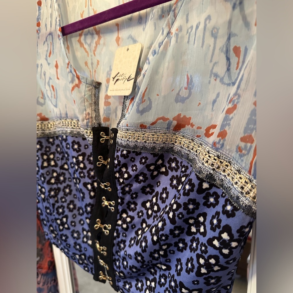 Free People Multicolor Patchwork Style Blouse - image 6